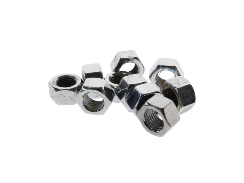 Hex nuts for motorcycle maintenance and upgrades at Revelry Motorcycles.