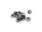 Hex nuts for motorcycle customisation and repair, high-quality metallic hardware.