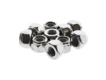 Shiny silver motorcycle wheel nuts and lock washers for Revelry Motorcycles, quality bike accessories.