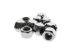 Shiny chrome motorcycle wheel nuts, high quality durable bike fasteners for Revelry Motorcycles.