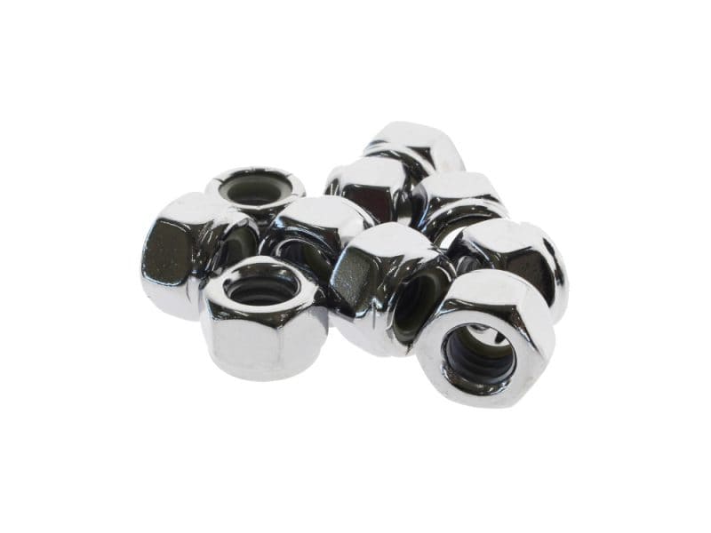 Shiny chrome motorcycle wheel nuts, high quality durable bike fasteners for Revelry Motorcycles.