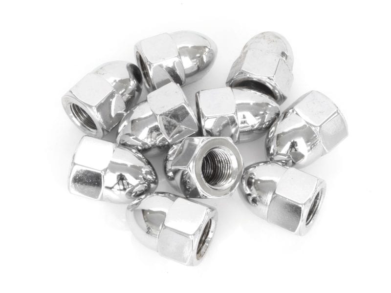 Chrome wheel nuts for motorcycles and cars, high-quality and durable.