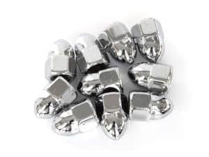 Chrome motorcycle wheel nuts for Revelry Motorcycles, high-quality alloy, durable and stylish.