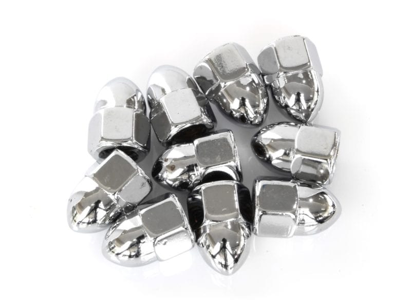 Chrome motorcycle wheel nuts for Revelry Motorcycles, high-quality alloy, durable and stylish.