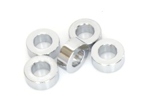 Aluminium bike spacer set for motorcycle maintenance and upgrades.