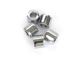 Chrome motorcycle wheel spacers for enhanced bike performance.