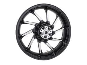 High-performance motorcycle wheel for Revelry Motorcycles, durable and lightweight.
