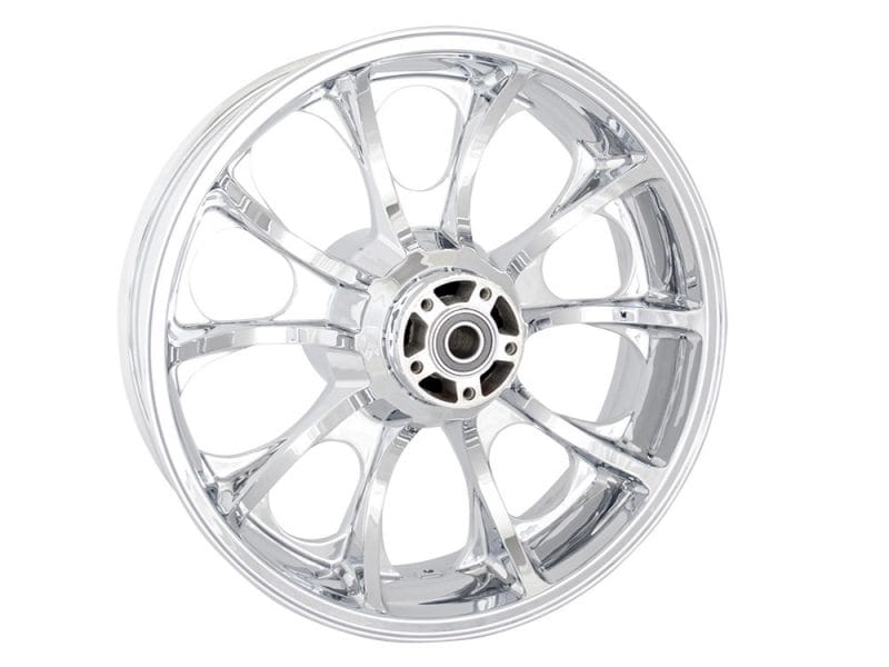 18in. x 5.50in. wide Largo 3D Wheel with Rear Hub - Chrome. Fits Touring 2009up with ABS High-performance alloy motorcycle wheel for Revelry Motorcycles in Australia.