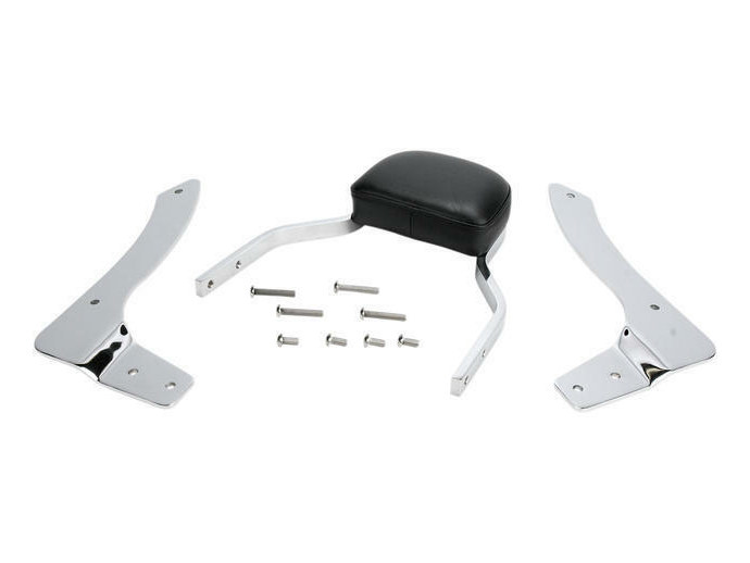 Mini Sissy Bar Kit - Chrome. Fits Yamaha V-Star XVS650 Classic 1998-2019 Battery backrest mount kit for motorcycle passenger seat.