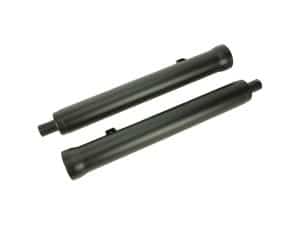 Replacement motorcycle shock absorbers for Revelry Motorcycles, durable black suspension components.