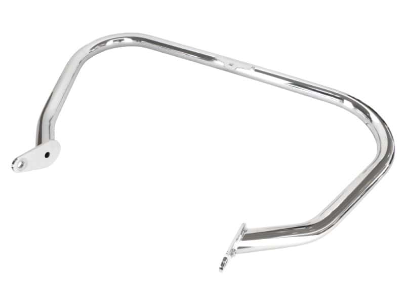 Polished chrome motorcycle crash bar for Revelry Motorcycles Australia.