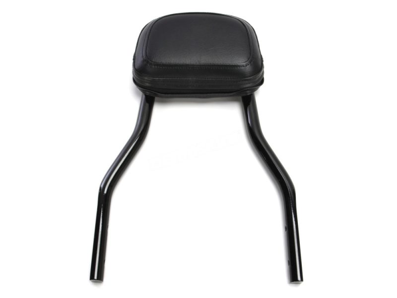 Saddle seat with black leather and chrome motorcycle handlebar, durable and stylish.