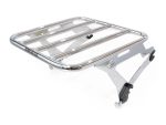 Chrome motorcycle luggage rack for Revelry Motorcycles, aluminium construction.