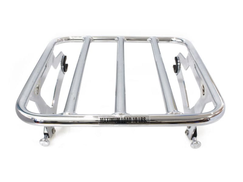 Aluminium motorcycle luggage rack for Revelry Motorcycles, durable and lightweight.