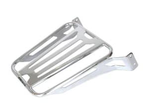 Aluminium motorcycle rear luggage rack for Revelry Motorcycles.