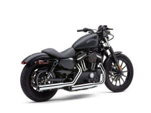 Harley-Davidson black cruiser motorcycle, sleek design, perfect for riding enthusiasts.