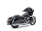 Sleek black touring motorcycle with chrome accents for Harley-Davidson enthusiasts.