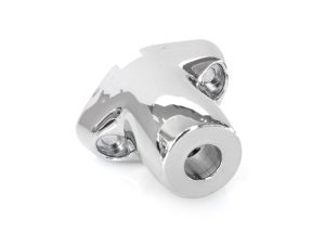 Shiny chrome motorcycle triple tree top clamp for Revelry Motorcycles in Australia.