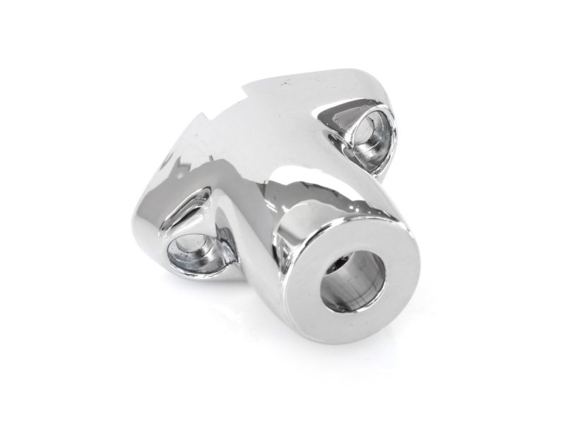 Shiny chrome motorcycle triple tree top clamp for Revelry Motorcycles in Australia.