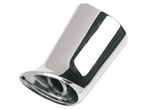 Chrome motorcycle exhaust pipe, durable and stylish, for enhanced performance.