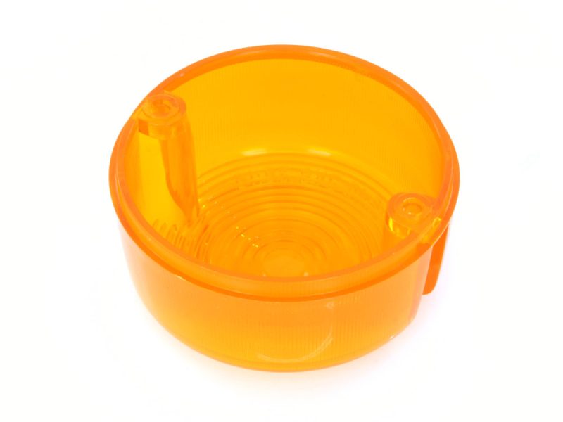 Bright orange motorcycle tail light lens cover for Revelry Motorcycles.