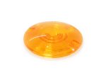 Yellow motorcycle turn signal lens, motorcycle safety indicator light, Revelry Motorcycles accessory.
