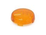 Bright orange motorcycle turn signal lens cap, compatible with Revelry Motorcycles.