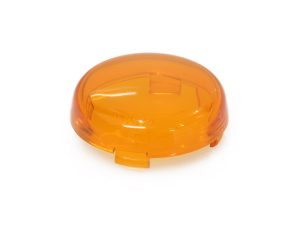 Bright orange motorcycle turn signal lens cap, compatible with Revelry Motorcycles.