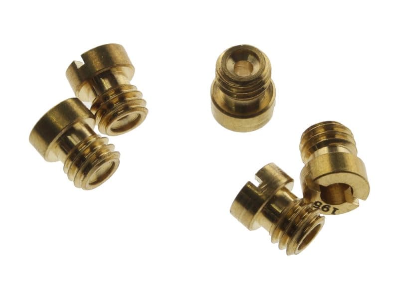 Brass motorcycle control fittings for Revelry Motorcycles, high-quality bike accessories.