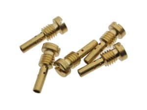 Brass motorcycle brake or clutch cable adjusters for custom Revelry Motorcycles. High-quality bike parts for Australian motorcycle enthusiasts.