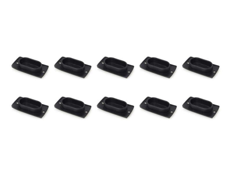 Flexible rubber motorcycle foot peg mounts, black durable accessories for bikes.