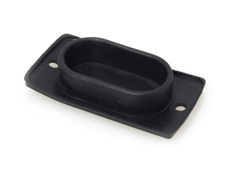 Rubber motorcycle exhaust mount or footpeg support for Revelry Motorcycles bikes.