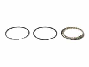 Slim piston rings and a motorcycle bracelet with green gemstones, ideal for motorcycle enthusiasts.