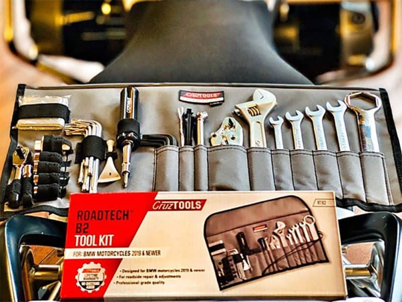 High-quality motorcycle tool kit for BMW motorcycles 2015 and newer, essential for roadside repairs and maintenance.