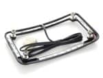 High-quality motorcycle LED license plate frame with integrated wiring for Revelry Motorcycles.
