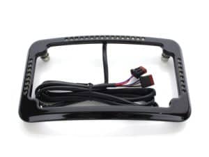 High-quality motorcycle license plate frame with integrated wiring, ideal for Revelry Motorcycles.