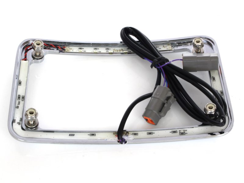 High-performance motorcycle LED headlight assembly with wiring harness for Revelry motorcycles.