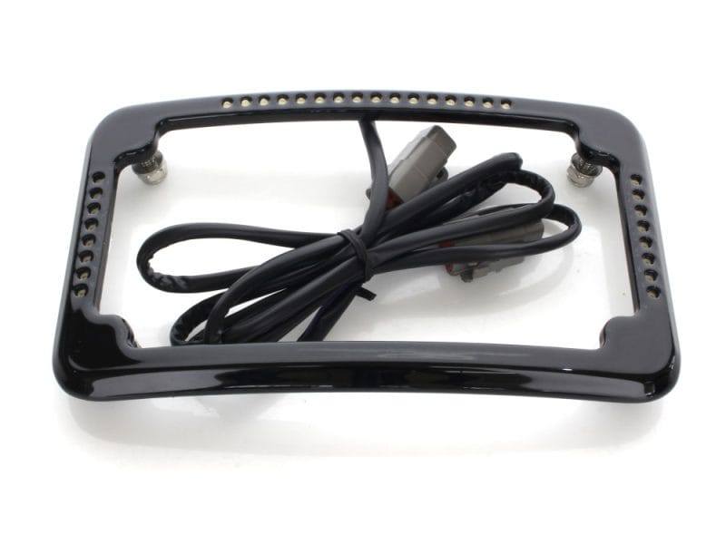 High-quality motorcycle LED license plate light frame with wiring for Revelry Motorcycles.