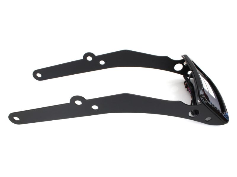 Black motorcycle sunglasses with mounting arms for Revelry Cycles riding gear.