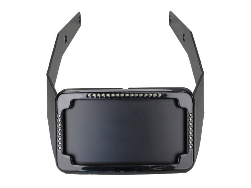 Tail Tidy Fender Eliminator Kit - Black with Run Bright LED headlight with robust mounting brackets for motorcycle safety and visibility.