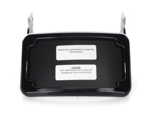 Aluminium motorcycle battery carrier tray with side brackets, black finish, for Revelry Motorcycles.