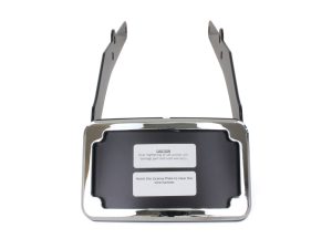 Chrome motorcycle license plate holder with wiring instructions for Revelry Motorcycles.