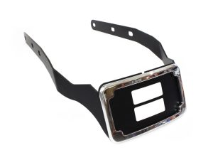 Black motorcycle headlight trim with chrome accents for Revelry Motorcycles.