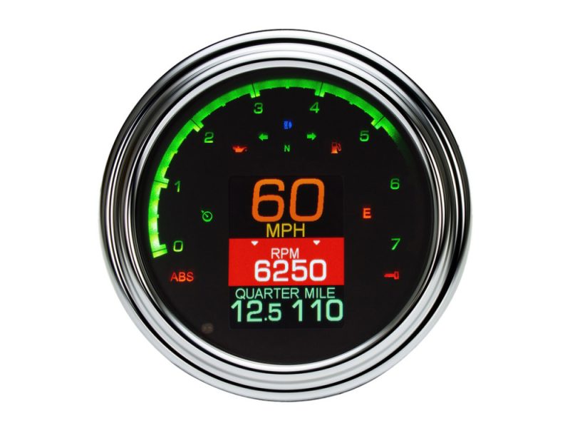 Digital motorcycle speedometer with RPM and quarter mile readings - Revelry Motorcycles Australia.