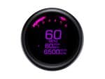 Digital motorcycle speedometer with purple backlit display for Revelry Motorcycles enthusiasts.