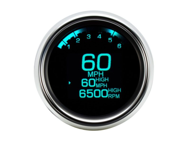 Digital motorcycle speedometer with high-resolution display and RPM gauge.