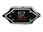 Digital motorcycle speedometer and gear indicator with LED lights.