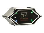 Digital motorcycle speedometer with LED indicators and odometer, ideal for custom motorbike builds.