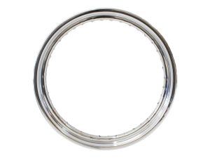 Chrome motorcycle wheel rim for vintage and custom bikes.