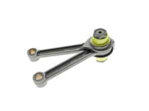 High-performance motorcycle suspension linkage component for Revelry Cycles motorcycles.